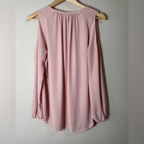 Amanda Uprichard Pink Dusty Rose Cold Shoulder Blouse High Low Top Size Small - Picture 2 of 6